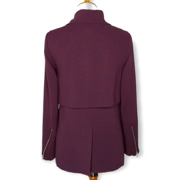 Aritzia Wilfred Moto Jacket Blazer Size XS Purple Eggplant Zippers Snap Closure - Picture 7 of 12